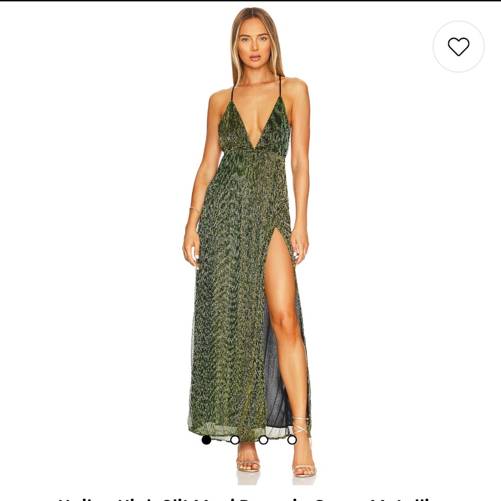 superdown Green Plunging V-Neck Maxi Dress with Side Slit